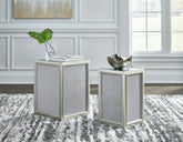 Bay Furniture Gallery - Ashley Furniture - Traleena Nesting End Table (Set of 2) - Nesting End Tables (Set of 2) / Silver Finish - T957-16